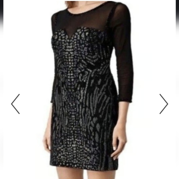 All Saints Dresses & Skirts - All Saints Hand Beaded Black Dress